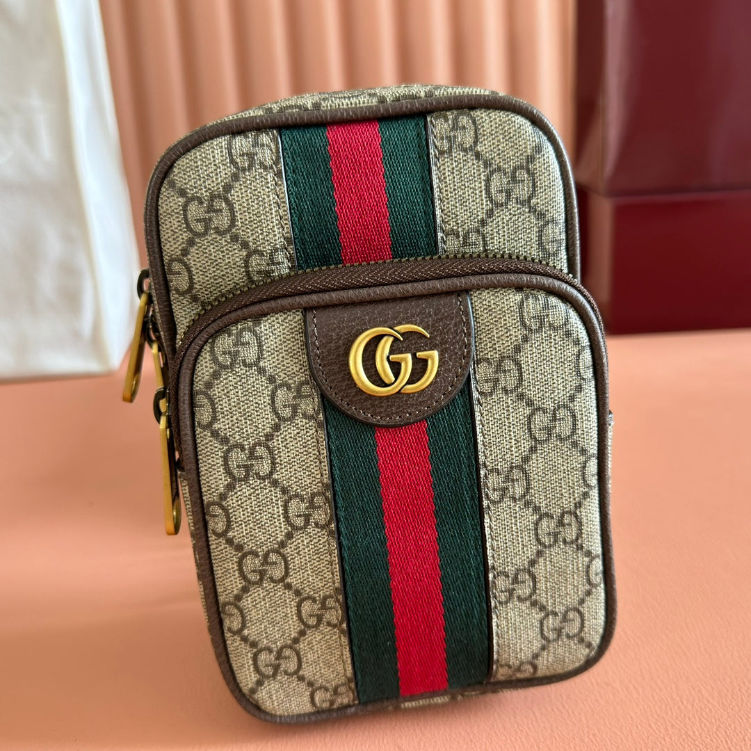 GG Ophidia Mini Messenger Beige& Dark Brown GG Monogram Fabric 272069 mysite