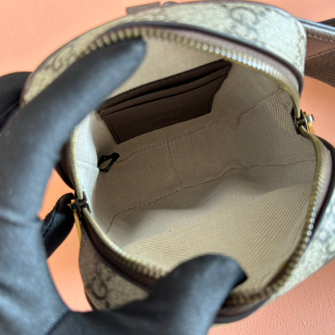 GG Ophidia Mini Messenger Beige& Dark Brown GG Monogram Fabric 272069 mysite