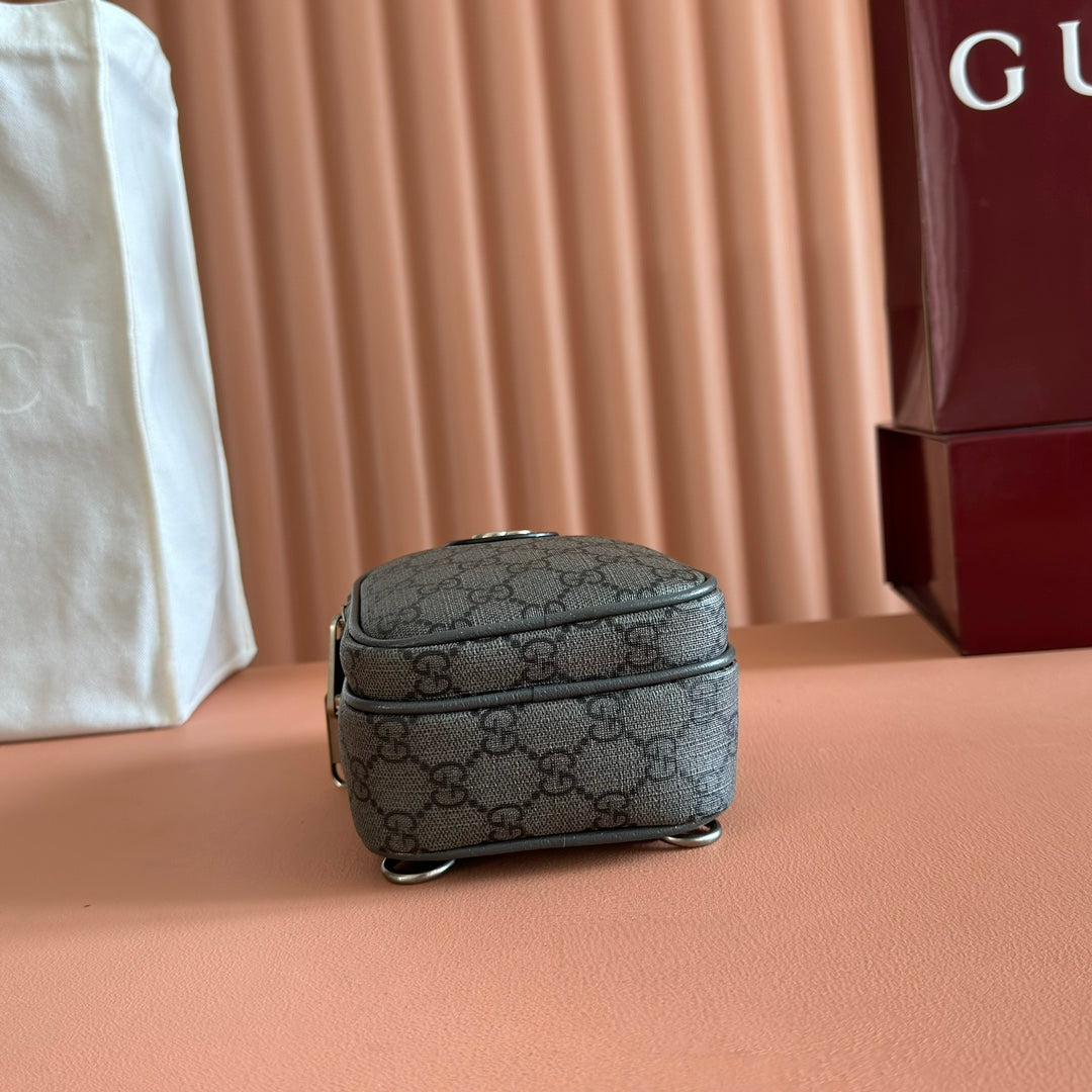 GG Ophidia Mini Messenger Dark Oliver Grey GG Monogram Fabric 272070 mysite