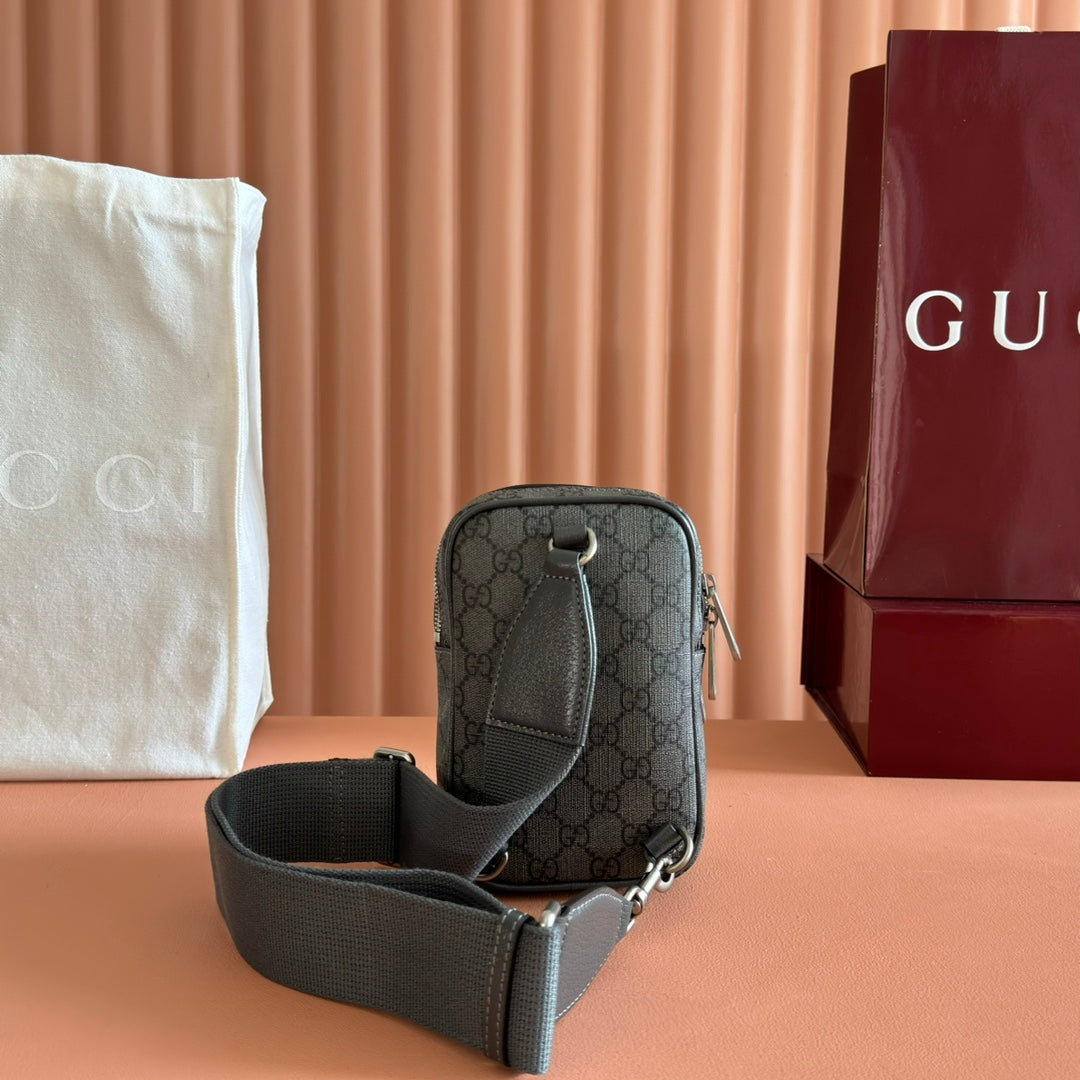 GG Ophidia Mini Messenger Dark Oliver Grey GG Monogram Fabric 272070 mysite