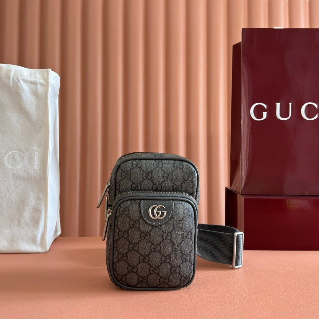 GG Ophidia Mini Messenger Dark Oliver Grey GG Monogram Fabric 272070 mysite