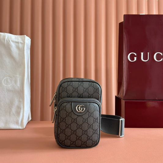 GG Ophidia Mini Messenger Dark Oliver Grey GG Monogram Fabric 272070 mysite