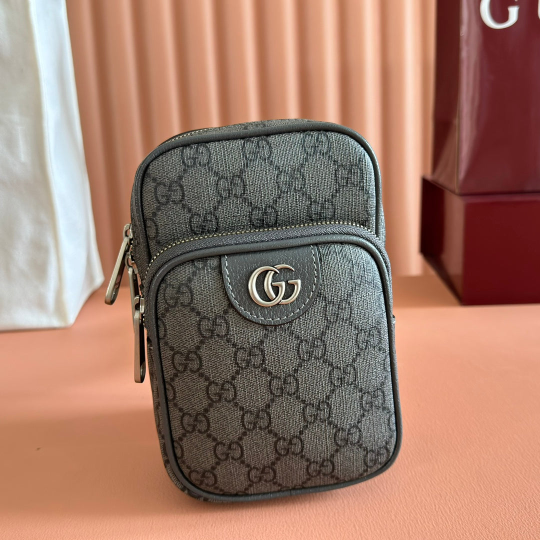 GG Ophidia Mini Messenger Dark Oliver Grey GG Monogram Fabric 272070 mysite