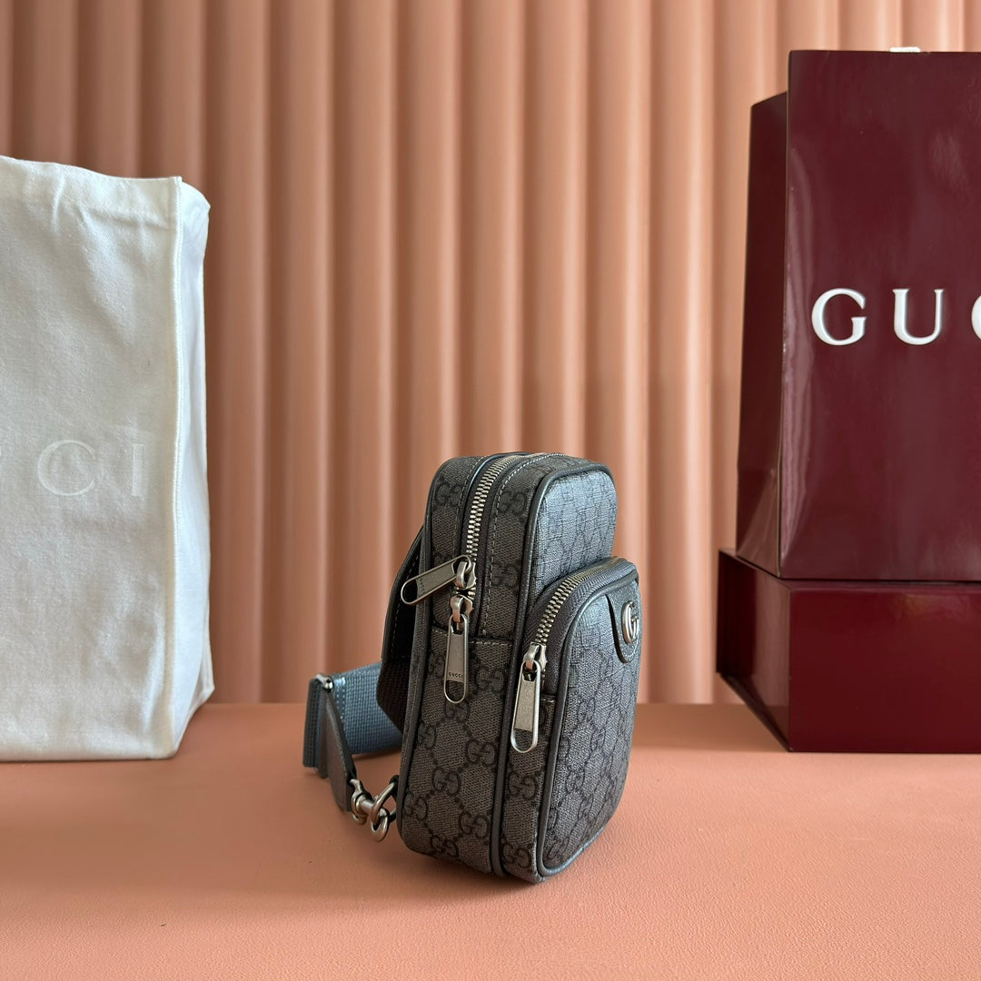 GG Ophidia Mini Messenger Dark Oliver Grey GG Monogram Fabric 272070 mysite