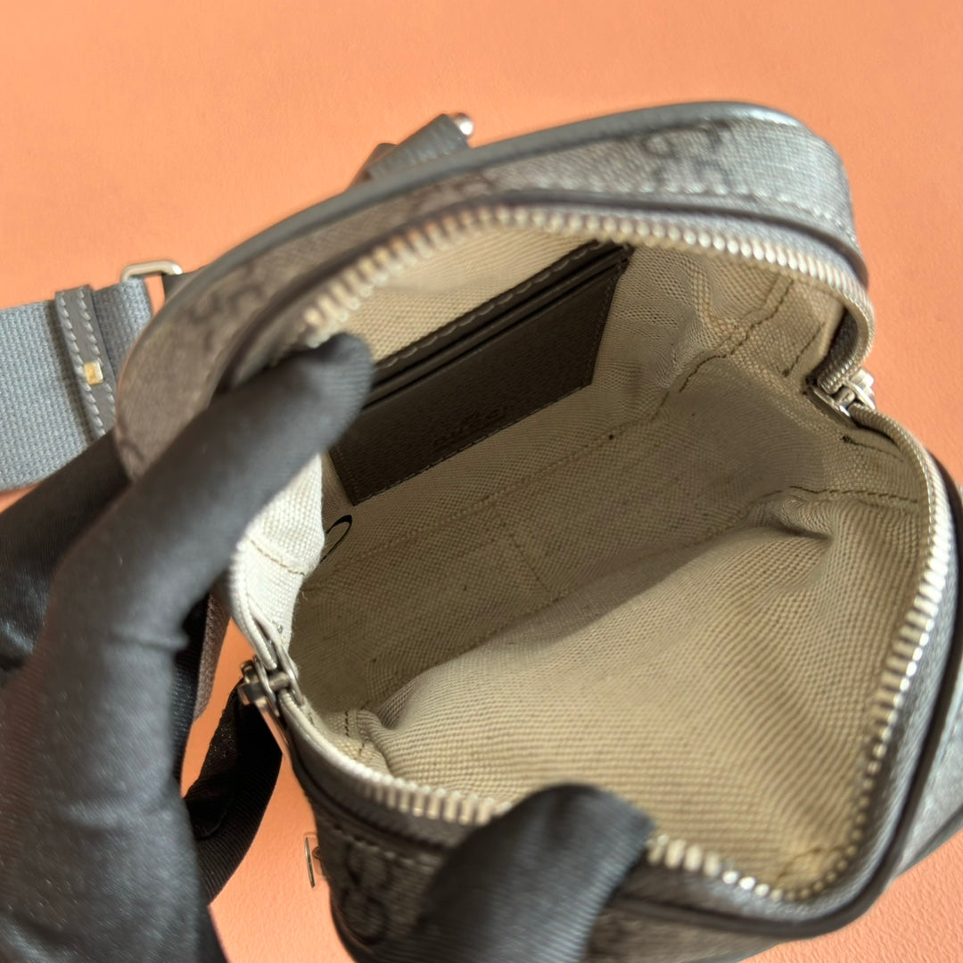 GG Ophidia Mini Messenger Dark Oliver Grey GG Monogram Fabric 272070 mysite