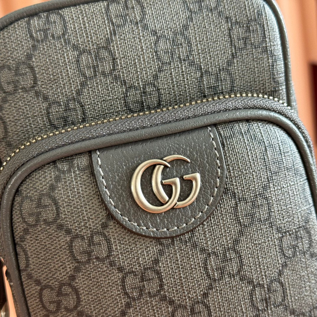 GG Ophidia Mini Messenger Dark Oliver Grey GG Monogram Fabric 272070 mysite