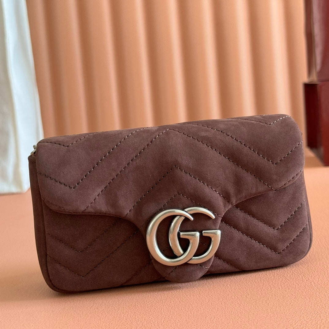 Gucci Marmont Bag 17 Red Brown Suede Gold Hardware 272097 mysite