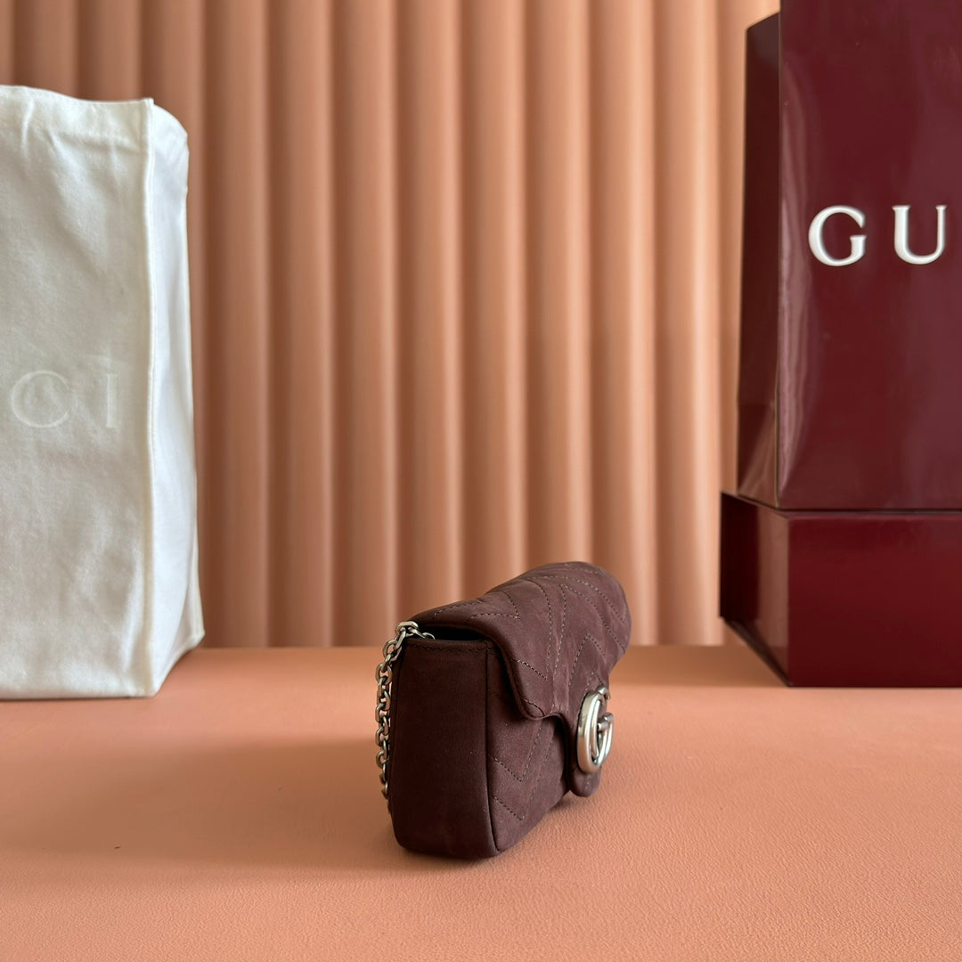 Gucci Marmont Bag 17 Red Brown Suede Gold Hardware 272097 mysite