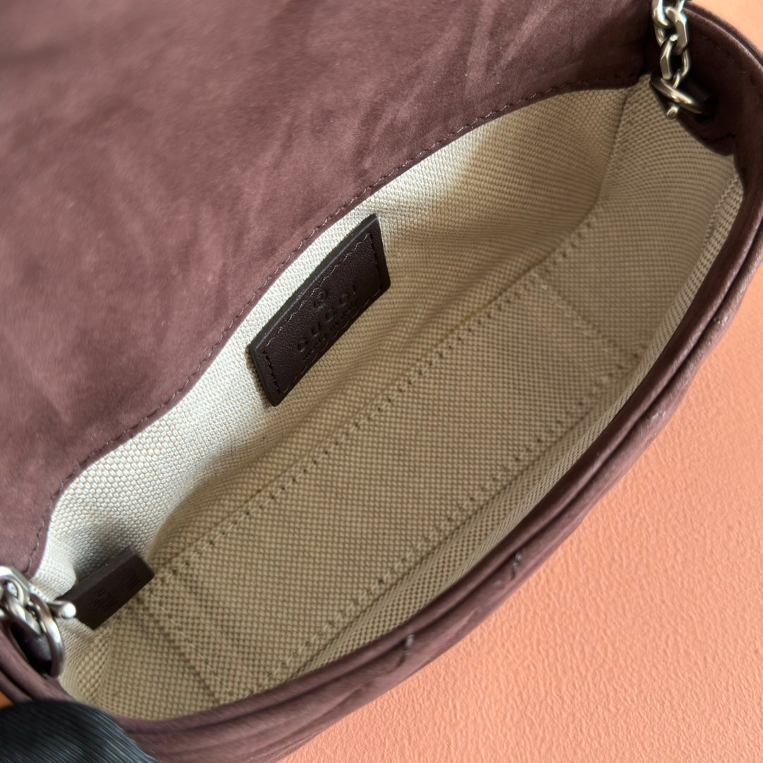 GG Marmont Mini Shoulder Bag Dark Brown Suede 272097 mysite