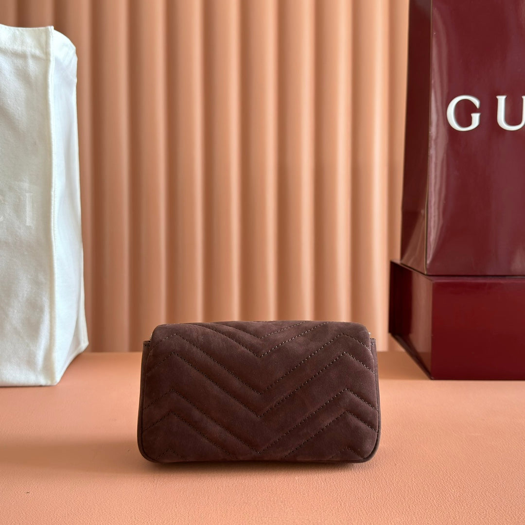 Gucci Marmont Bag 17 Red Brown Suede Gold Hardware 272097 mysite