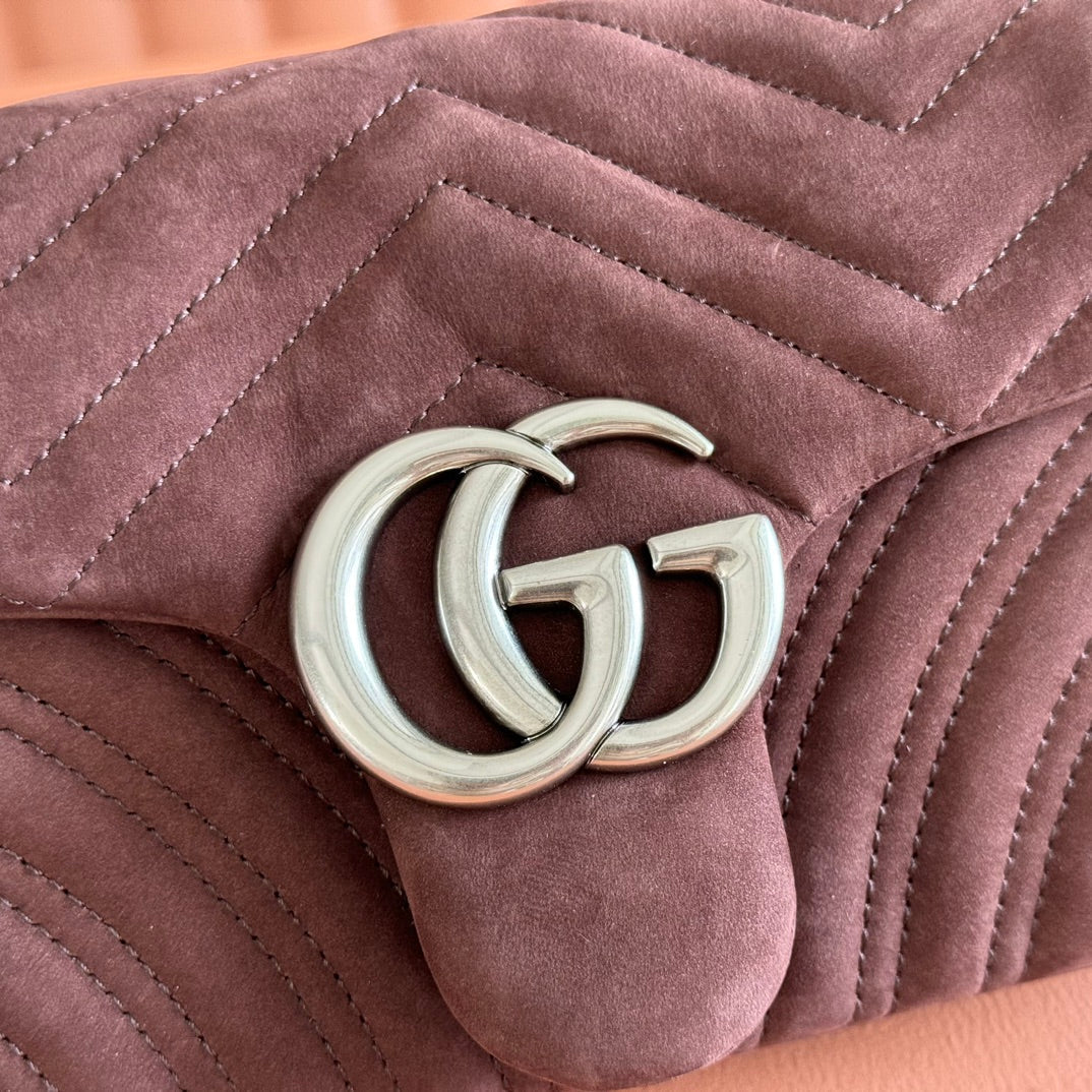 GG Marmont Shoulder Bag Dark Brown Suede 272099 mysite