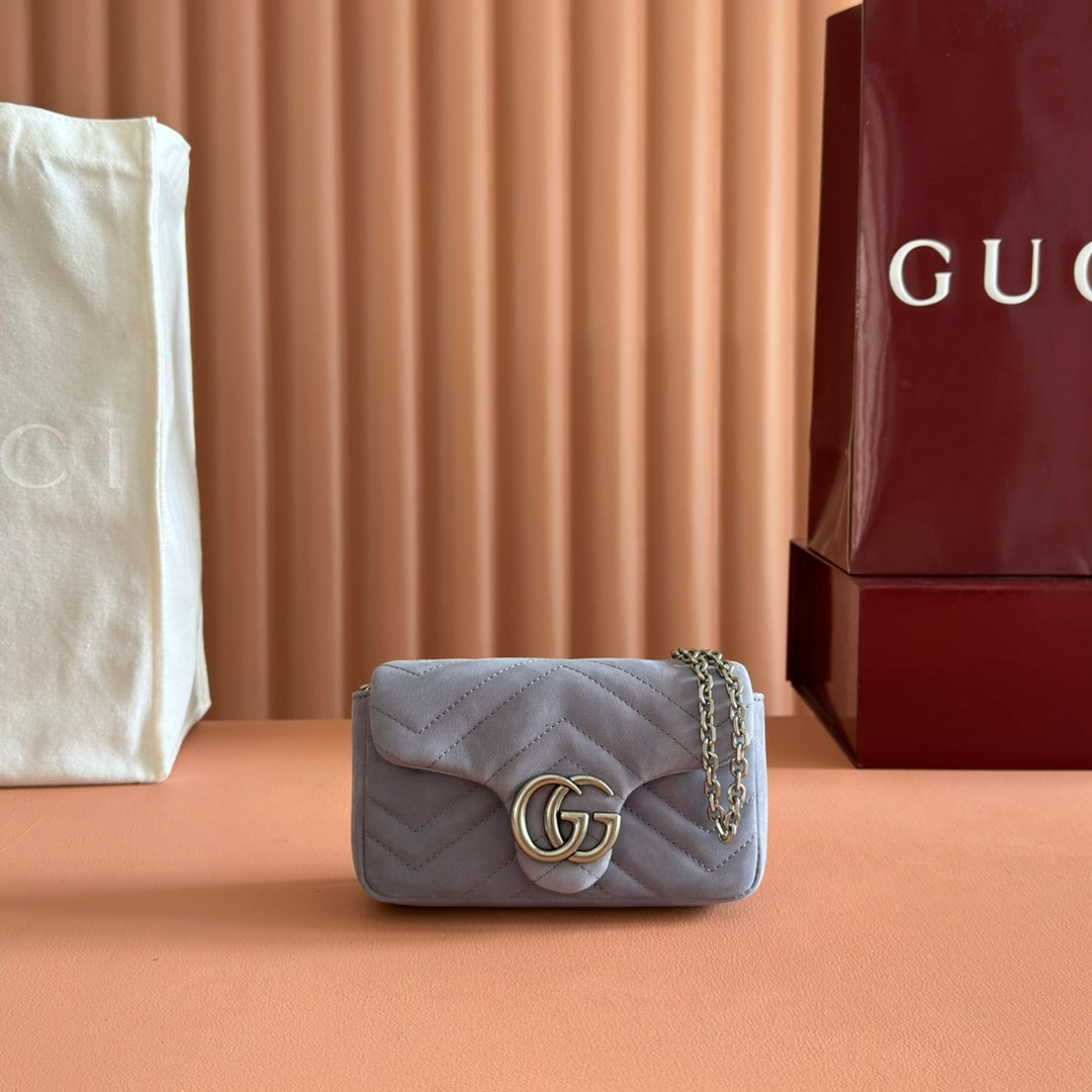 Gucci Marmont Bag 17 Gray Suede Gold Hardware 272092 mysite