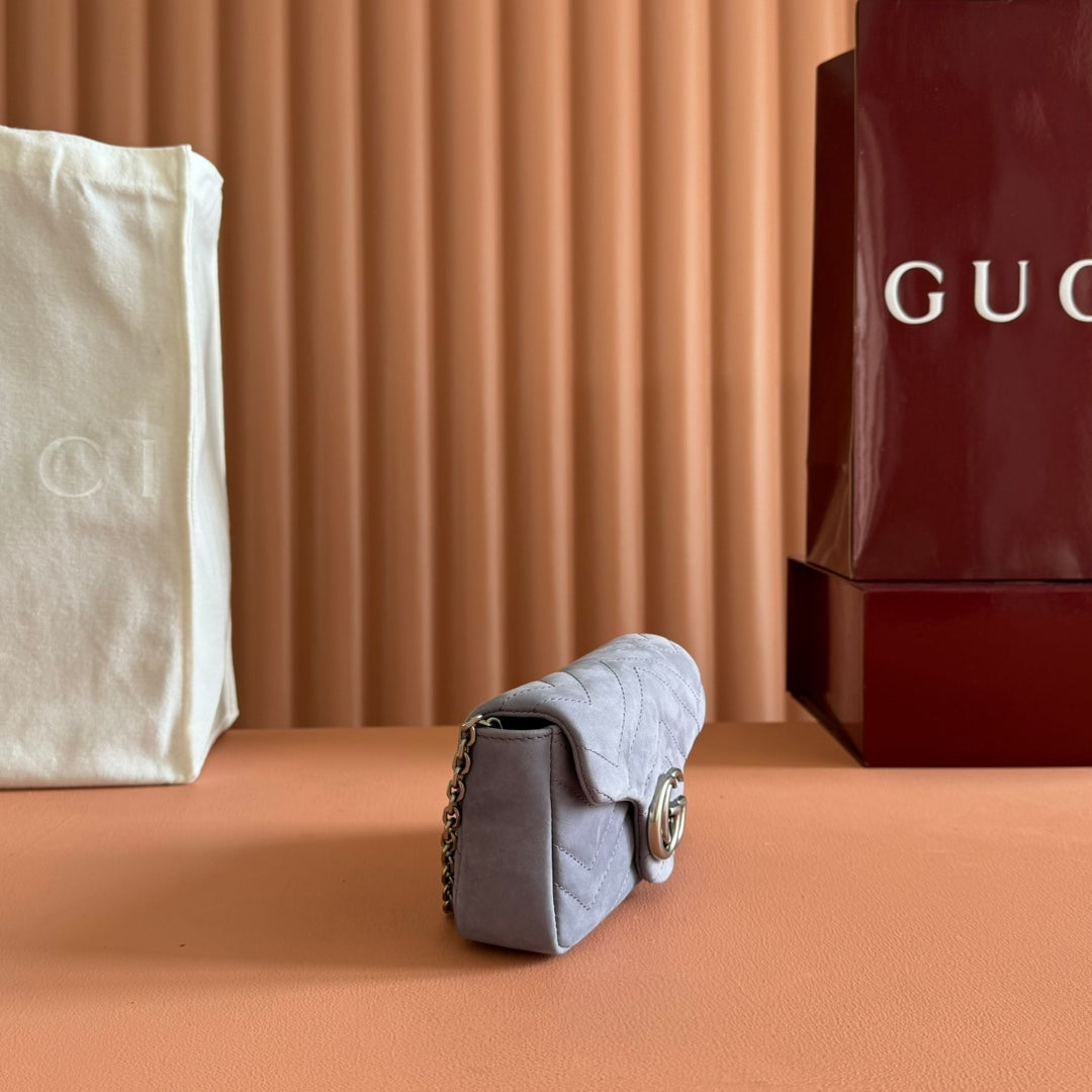 GG Marmont Mini Shoulder Bag Dusty Blue Suede 272092 mysite