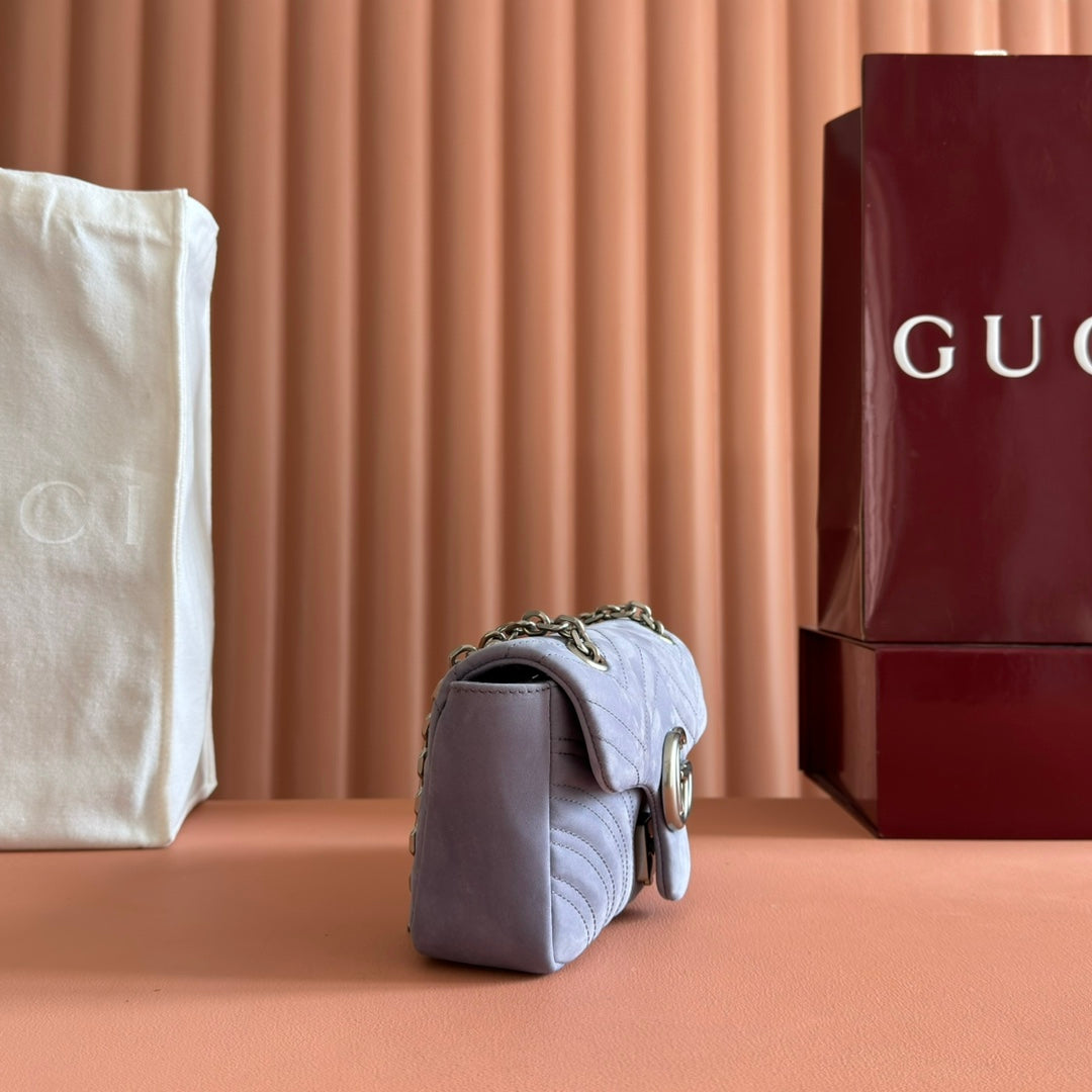 Gucci Marmont Bag 22 Gray Suede Gold Hardware 272094 mysite