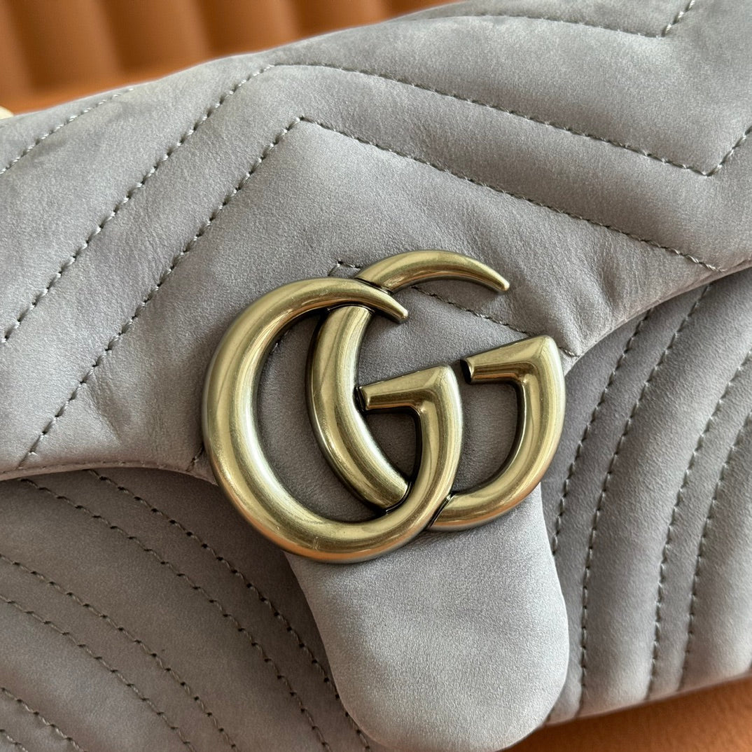 Gucci Marmont Bag 22 Gray Suede Gold Hardware 272094 mysite