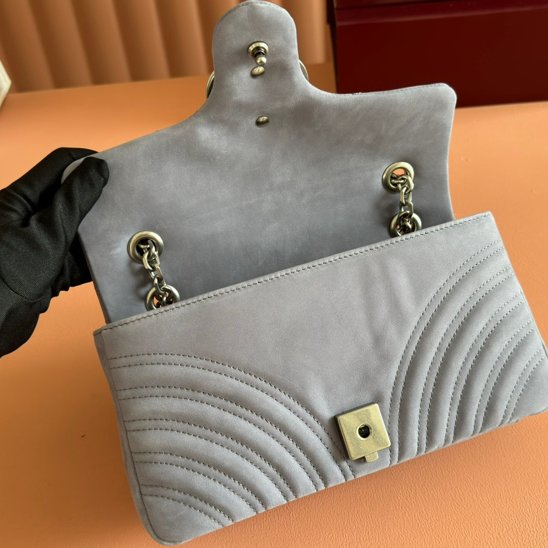GG Marmont Shoulder Bag Dusty Blue Suede 272093 mysite