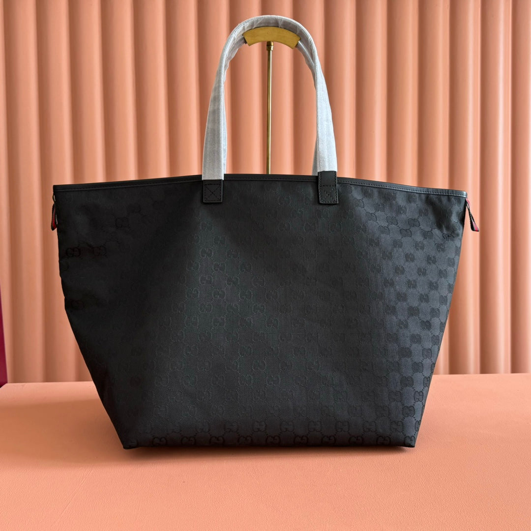 GG Edge Large Tote Bag Black Matte Rubber Fabric 271781 mysite