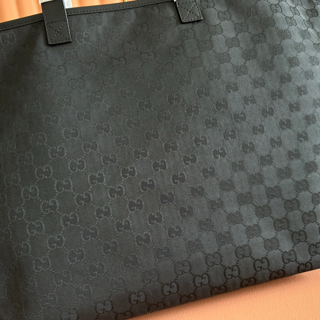 GG Edge Large Tote Bag Black Matte Rubber Fabric 271781 mysite