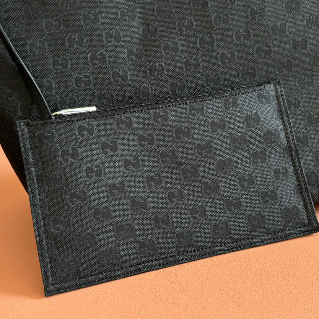 GG Edge Large Tote Bag Black Matte Rubber Fabric 271781 mysite