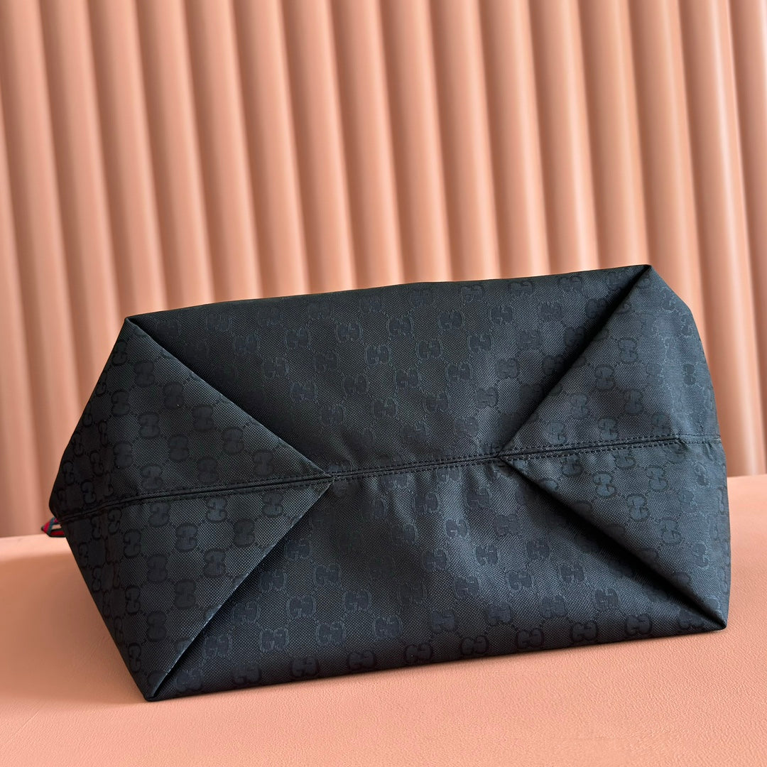 GG Edge Large Tote Bag Black Matte Rubber Fabric 271781 mysite