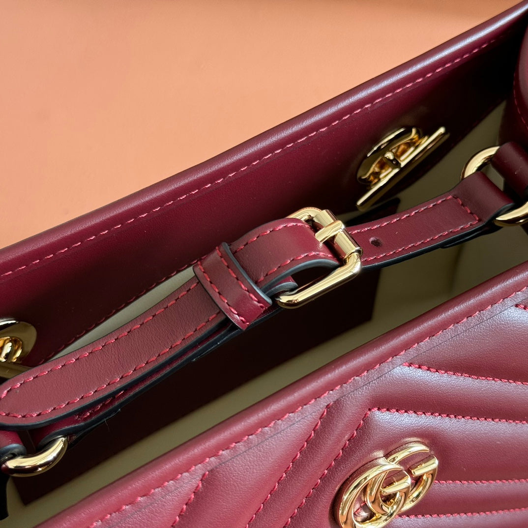 GG Marmont Matelasse Tote Burgundy Leather 271806 mysite