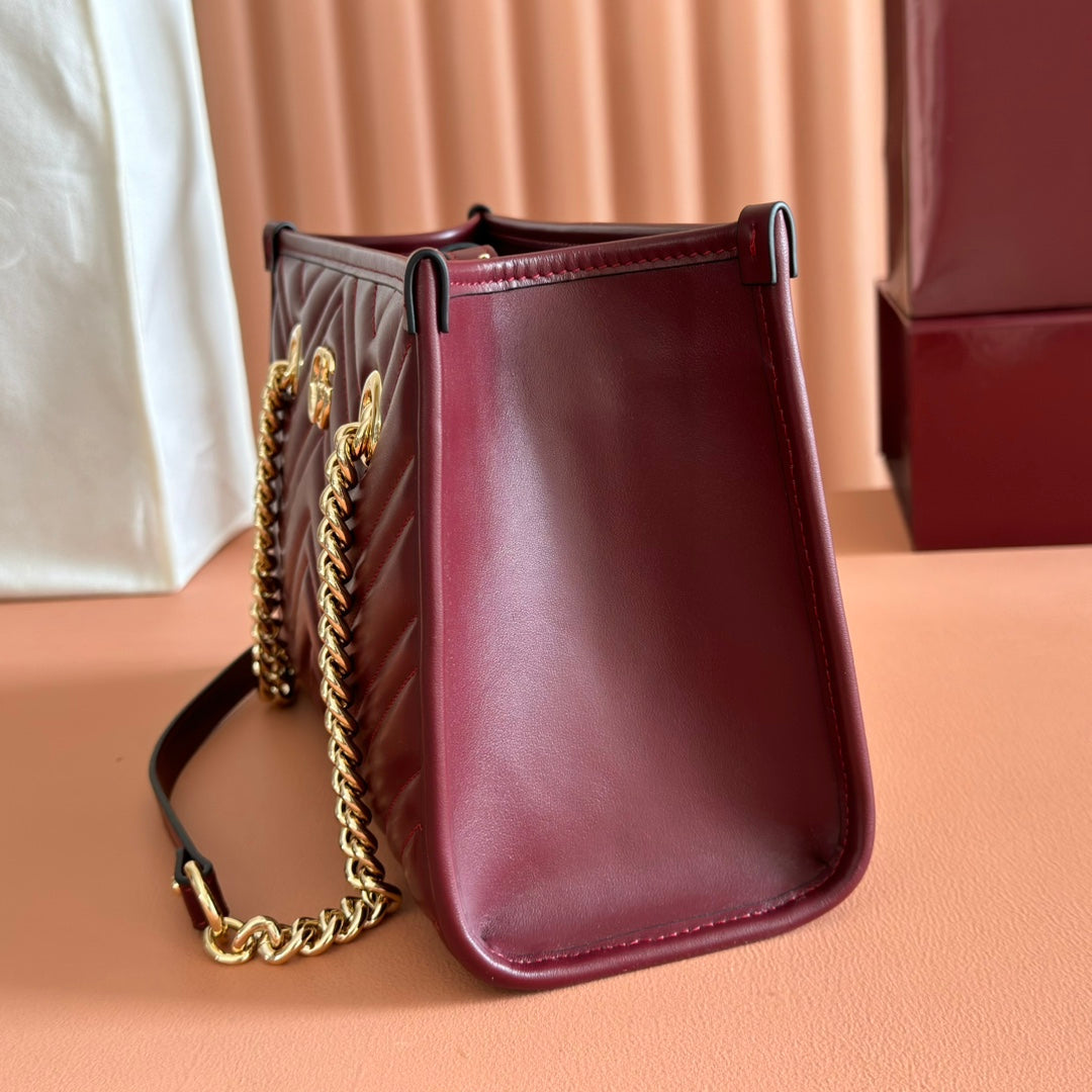 GG Marmont Matelasse Tote Burgundy Leather 271806 mysite