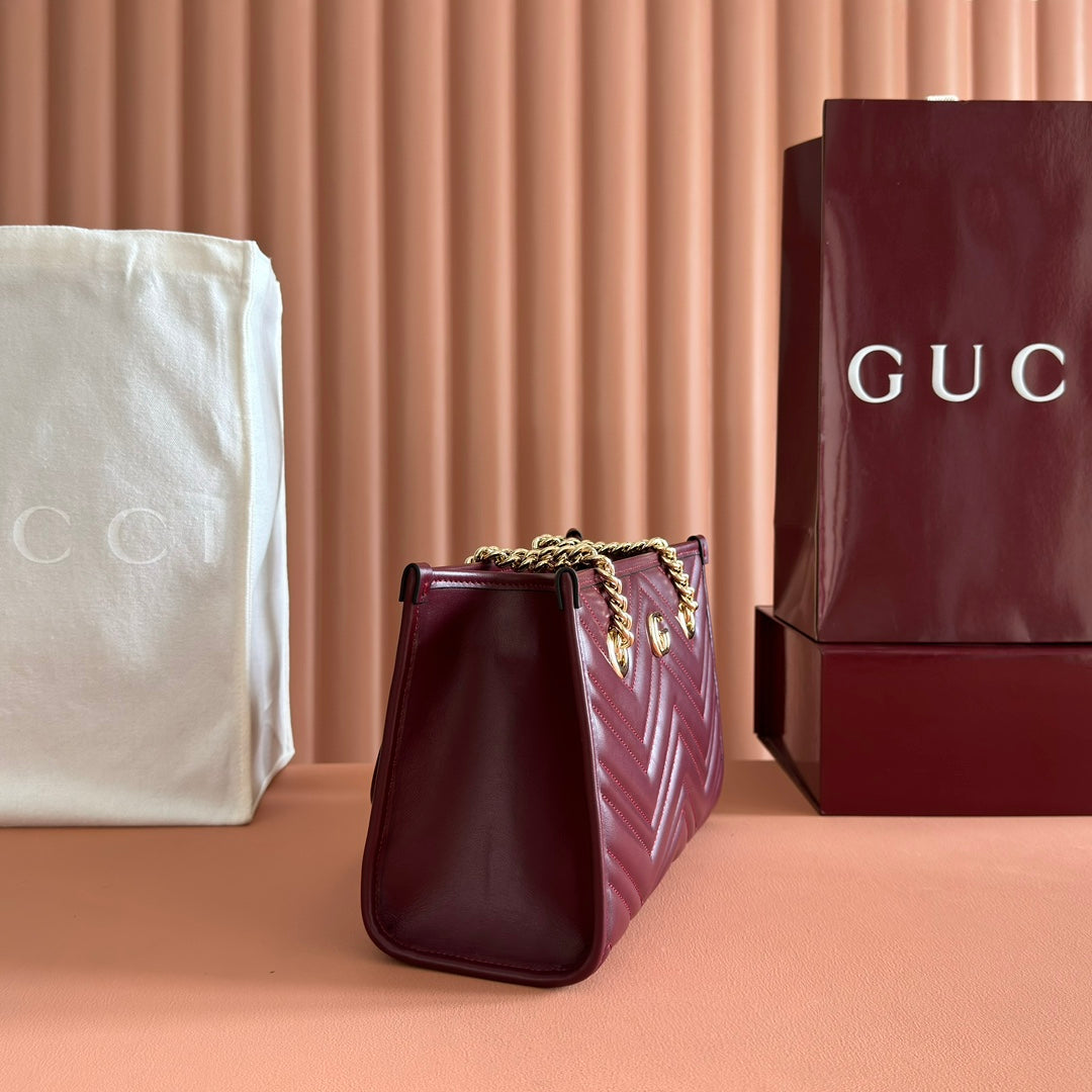 GG Marmont Matelasse Tote Burgundy Leather 271806 mysite