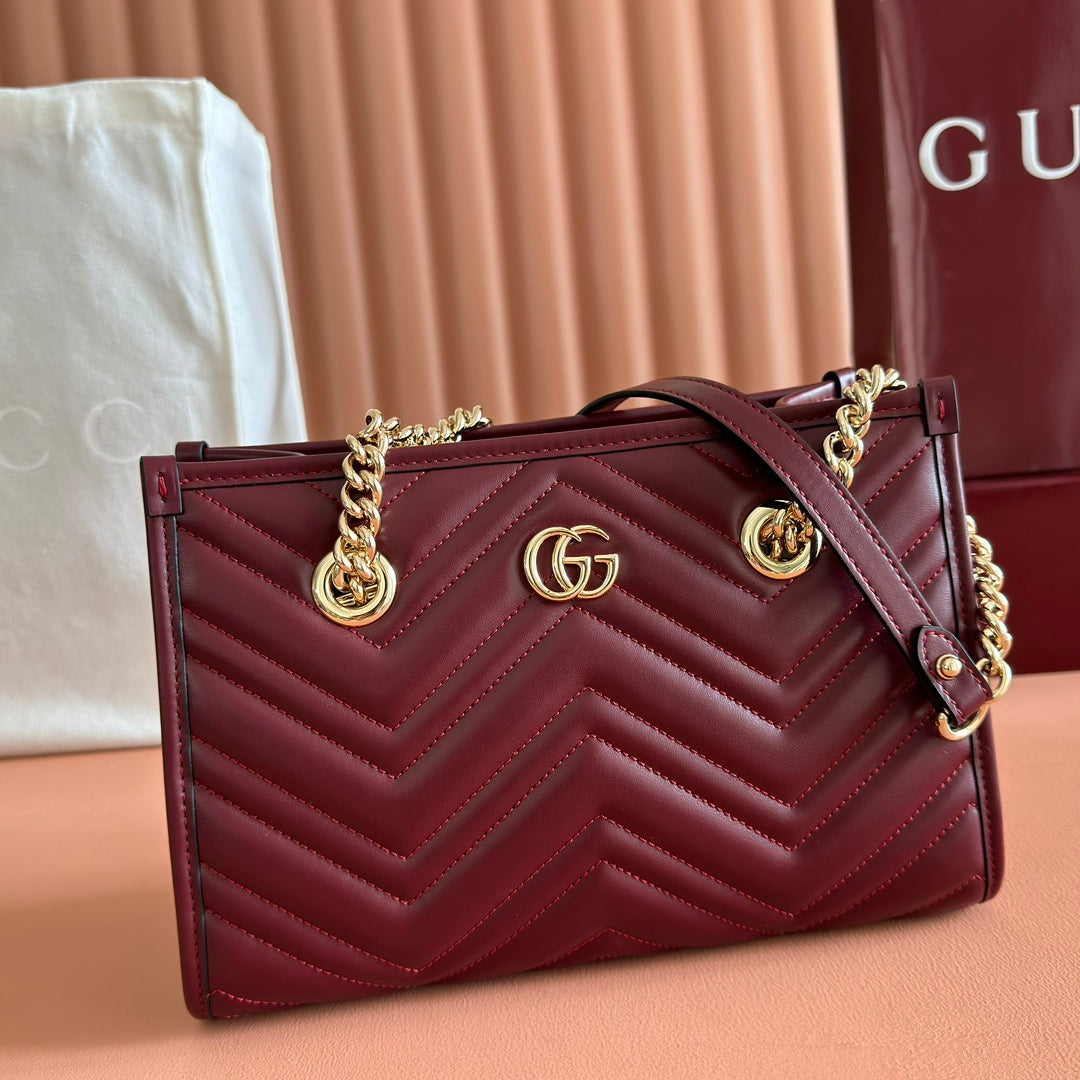 GG Marmont Matelasse Tote Burgundy Leather 271806 mysite