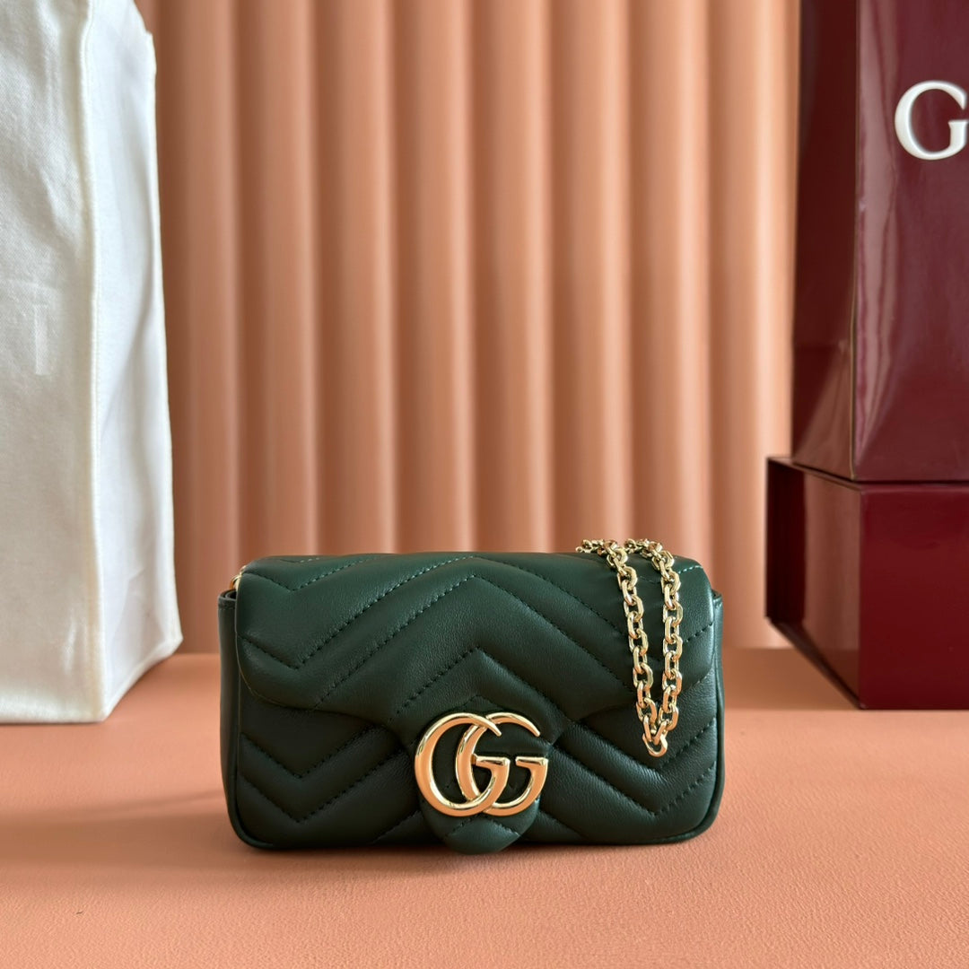 Gucci Marmont Bag 17 Dark Green Lambskin Gold Hardware 271791 mysite