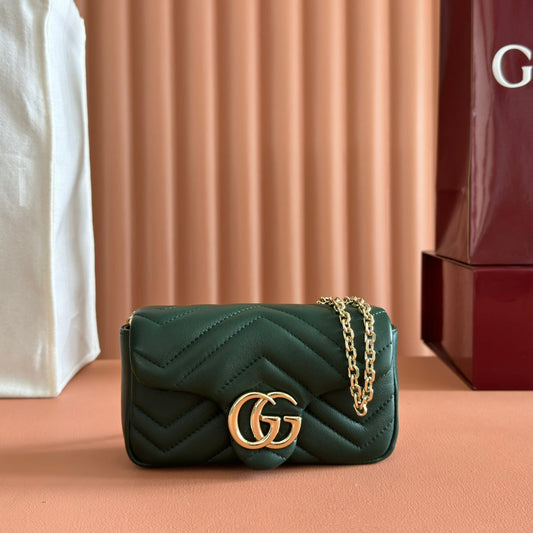 Gucci Marmont Bag 17 Dark Green Lambskin Gold Hardware 271791 mysite