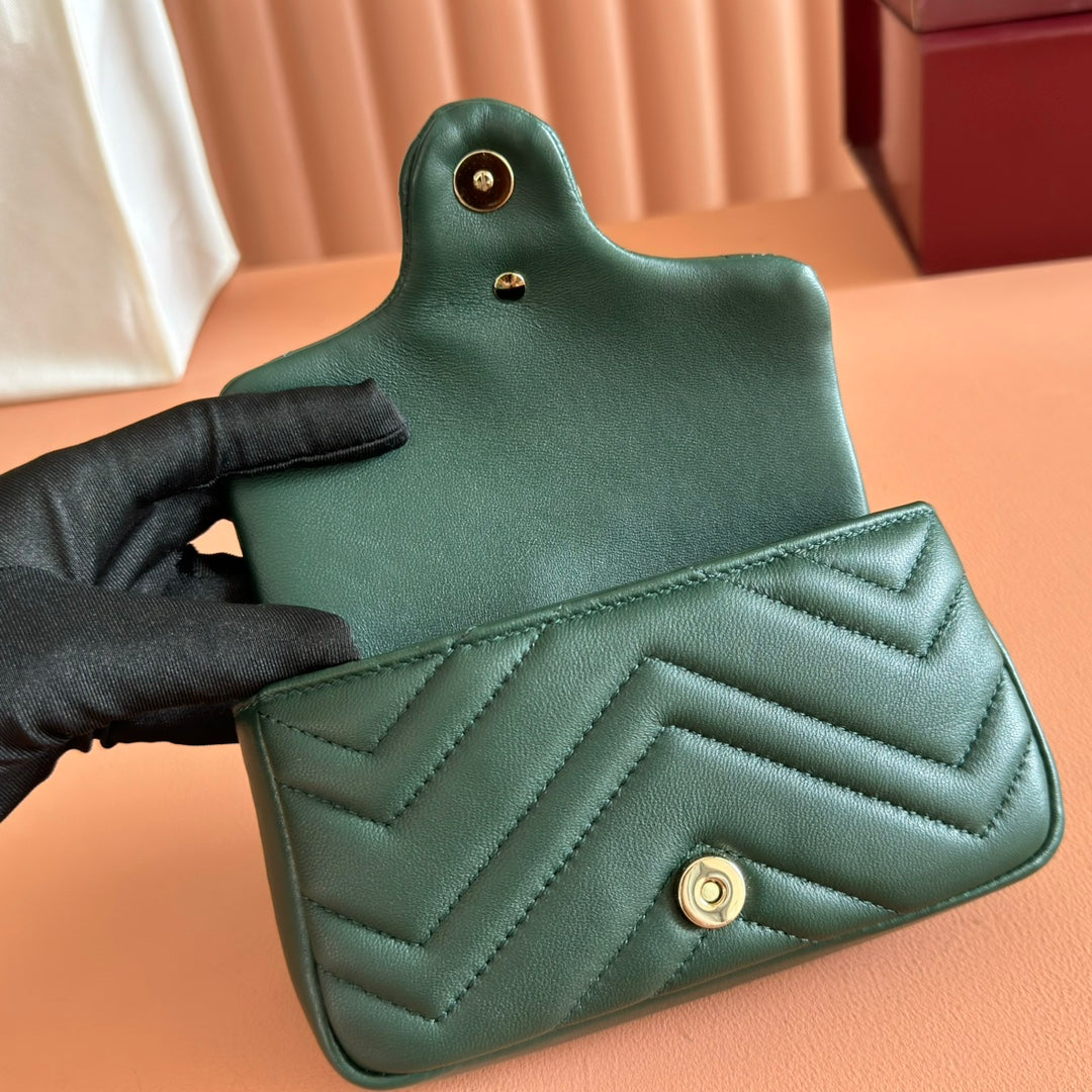 Gucci Marmont Bag 17 Dark Green Lambskin Gold Hardware 271791 mysite