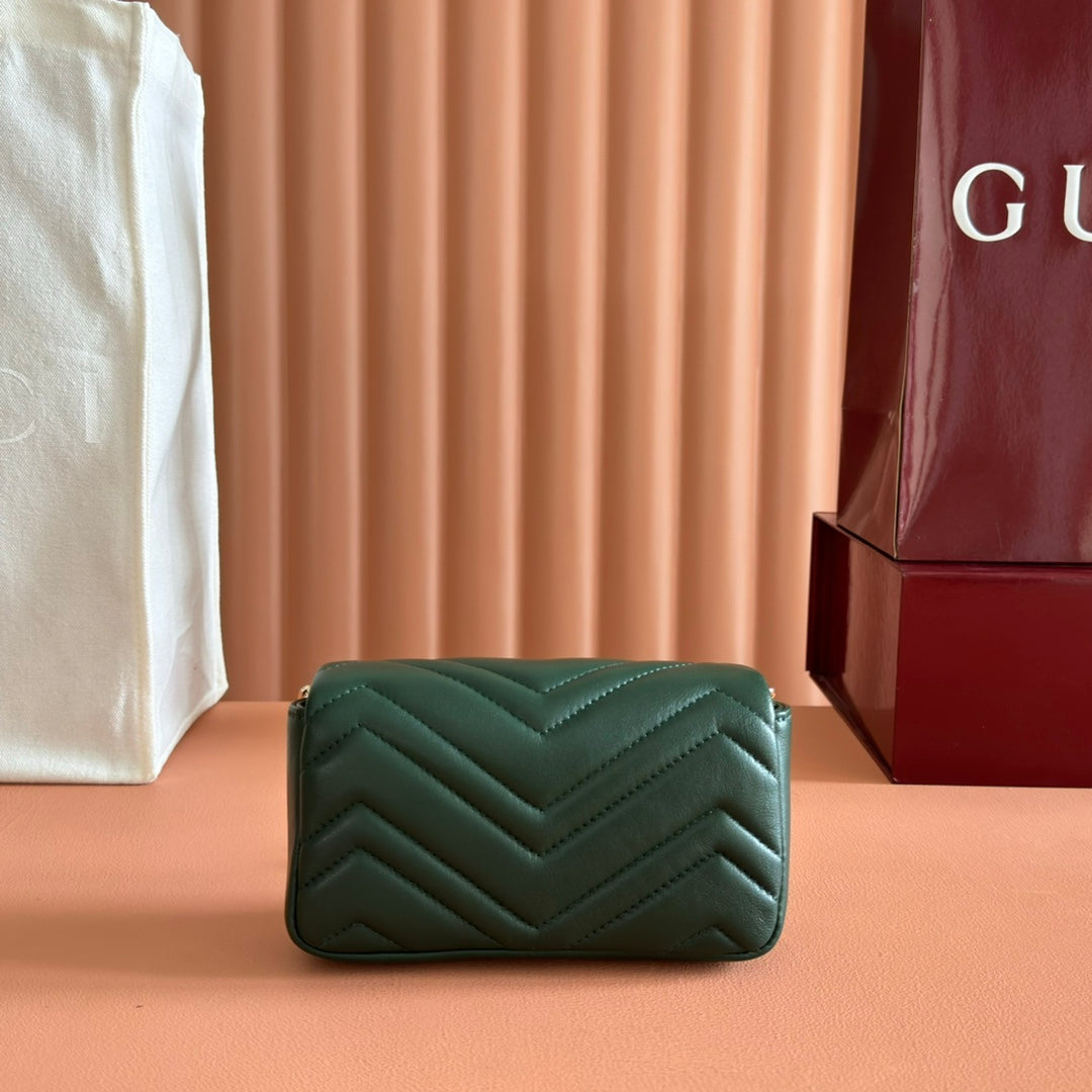 Gucci Marmont Bag 17 Dark Green Lambskin Gold Hardware 271791 mysite