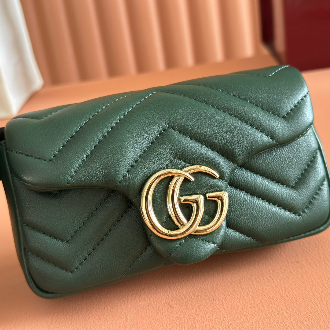Gucci Marmont Bag 17 Dark Green Lambskin Gold Hardware 271791 mysite