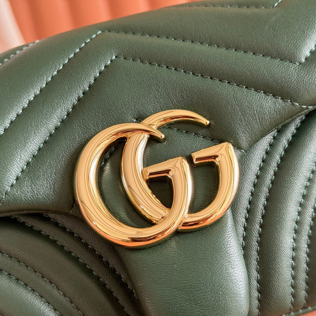 Gucci Marmont Bag 22 Dark Green Lambskin Gold Hardware 271792 mysite