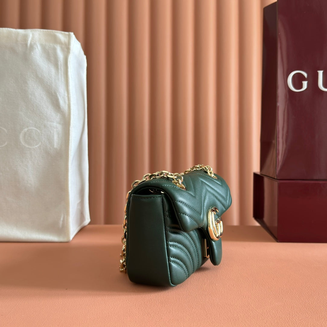 Gucci Marmont Bag 22 Dark Green Lambskin Gold Hardware 271792 mysite