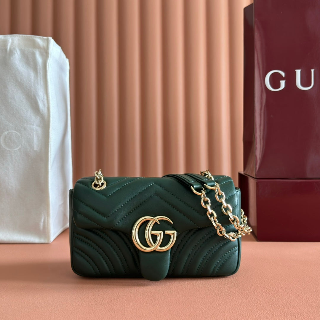 Gucci Marmont Bag 22 Dark Green Lambskin Gold Hardware 271792 mysite