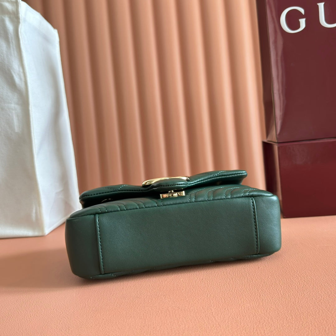 Gucci Marmont Bag 22 Dark Green Lambskin Gold Hardware 271792 mysite