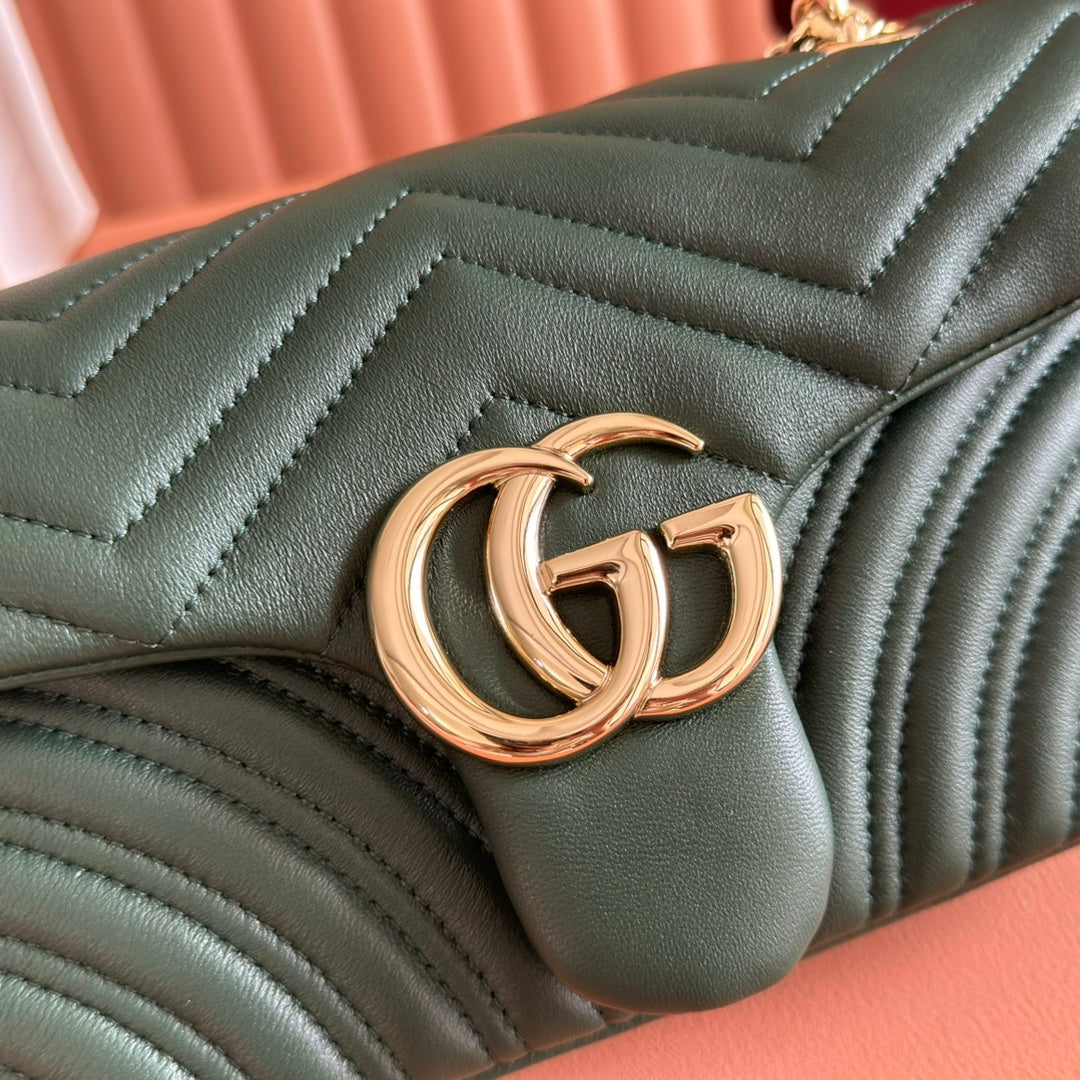Gucci Marmont Bag 26 Dark Green Lambskin Gold Hardware 271793 mysite