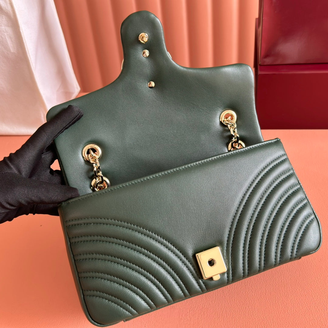 Gucci Marmont Bag 26 Dark Green Lambskin Gold Hardware 271793 mysite