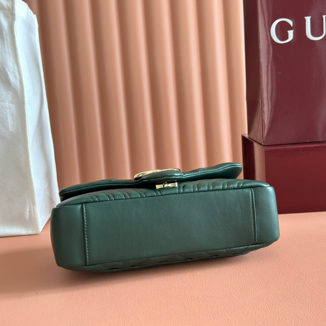 Gucci Marmont Bag 26 Dark Green Lambskin Gold Hardware 271793 mysite