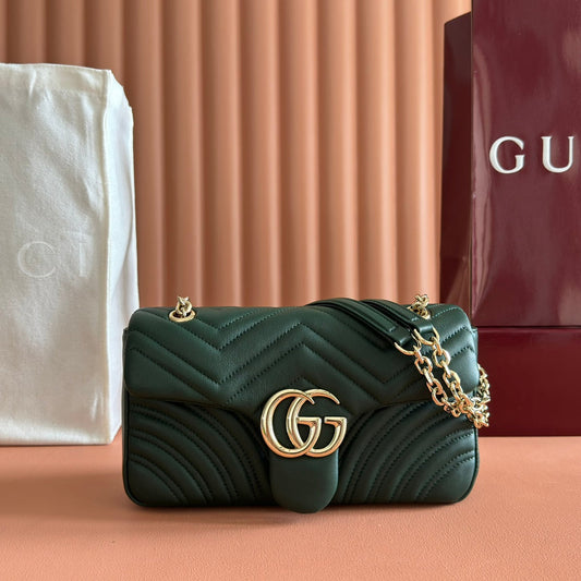 Gucci Marmont Bag 26 Dark Green Lambskin Gold Hardware 271793 mysite