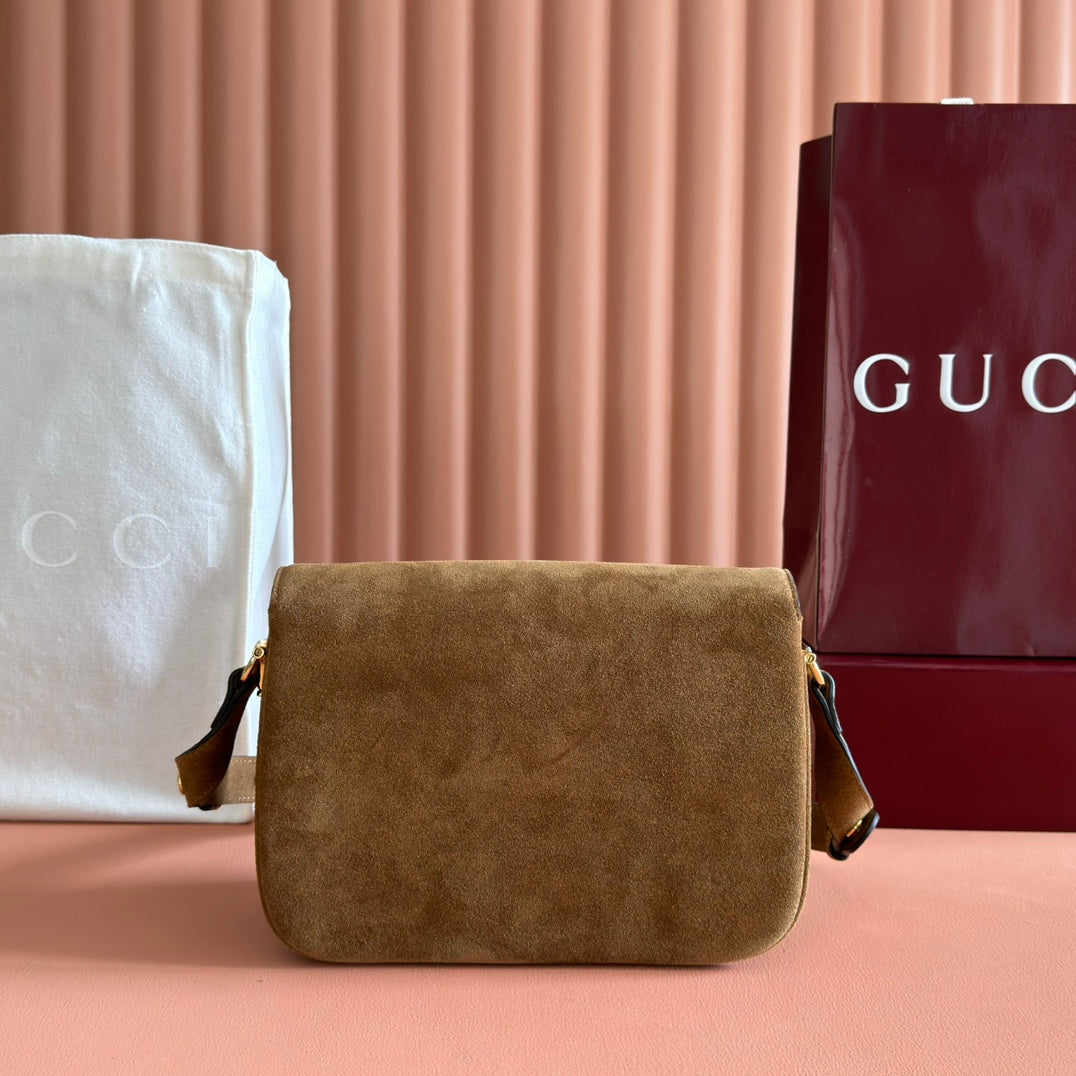 Gucci Horsebit 1955 Handbag 26 Brown Suede 271776 mysite