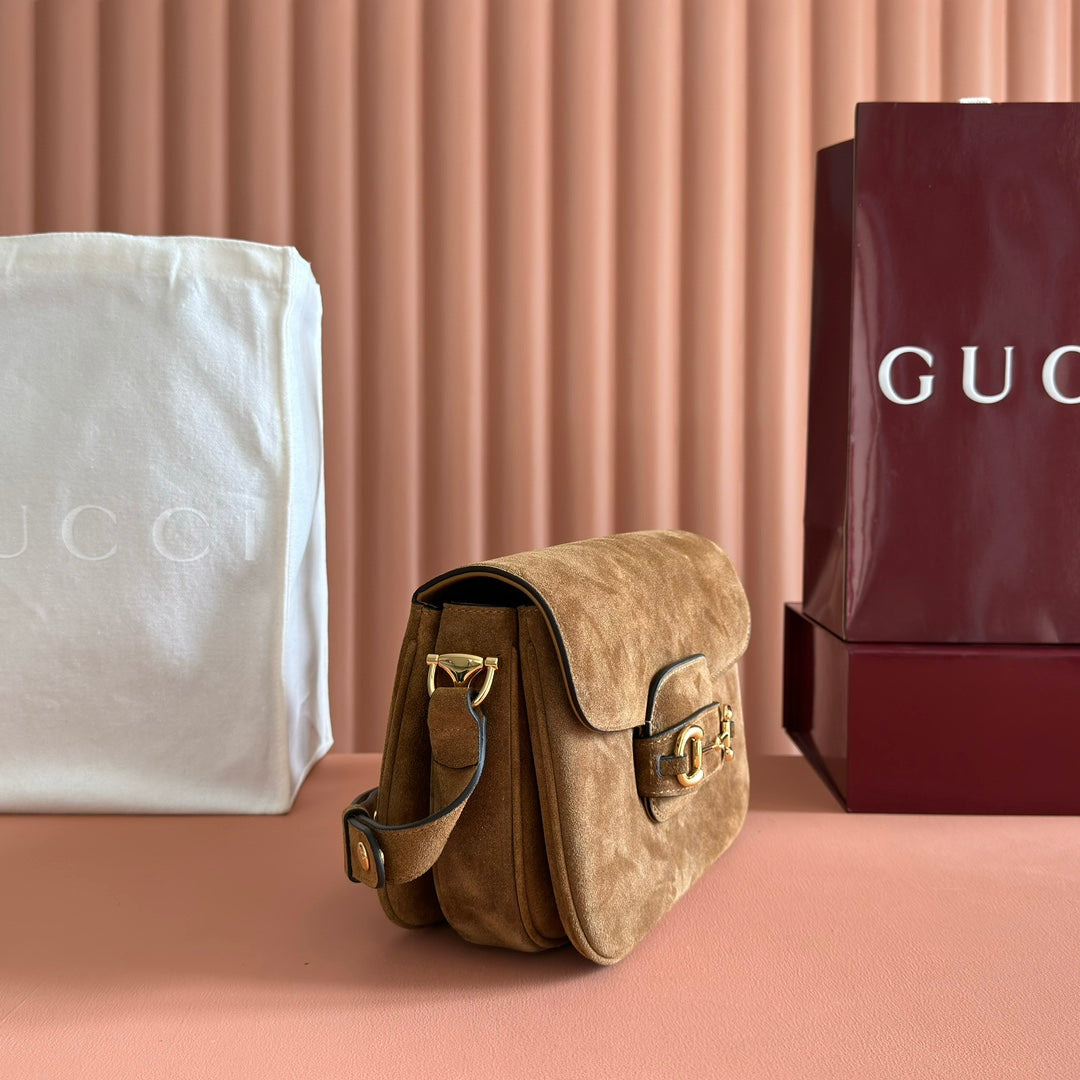 Gucci Horsebit 1955 Handbag 26 Brown Suede 271776 mysite