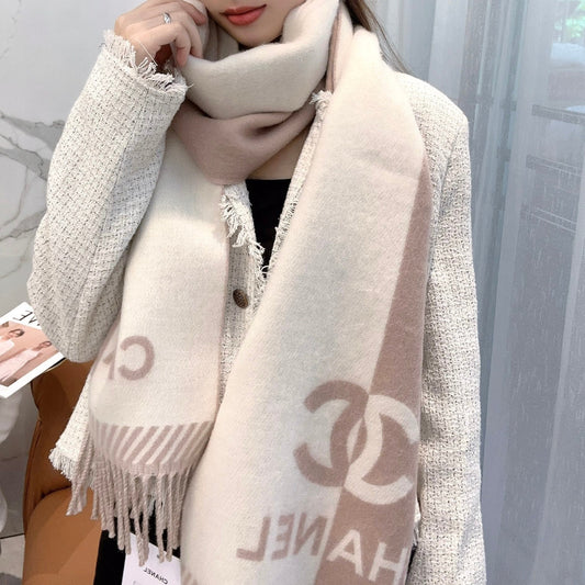 SCARF 184 CM IN ROSY BROWN MIX WHITE MERINO WOOL 393119 mysite