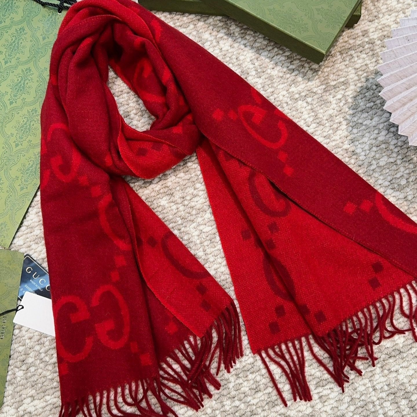 SCARF 200 CM IN CHERRY RED CASHMERE 396378 mysite