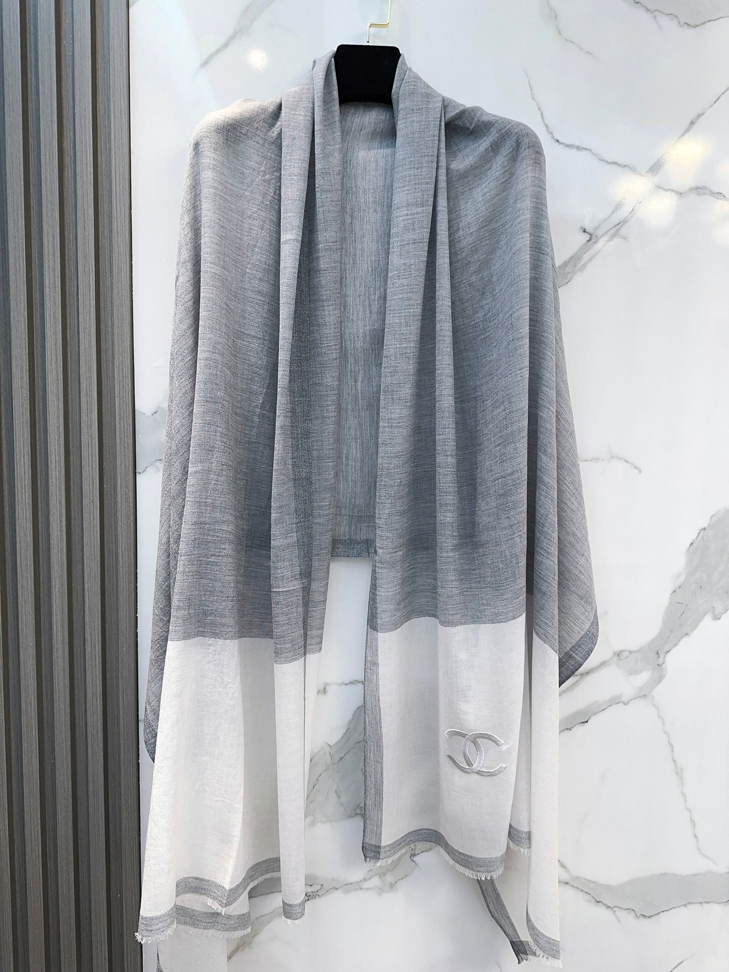SCARF 200 CM IN DOVE GRAY MIX WHITE CASHMERE 402260 mysite