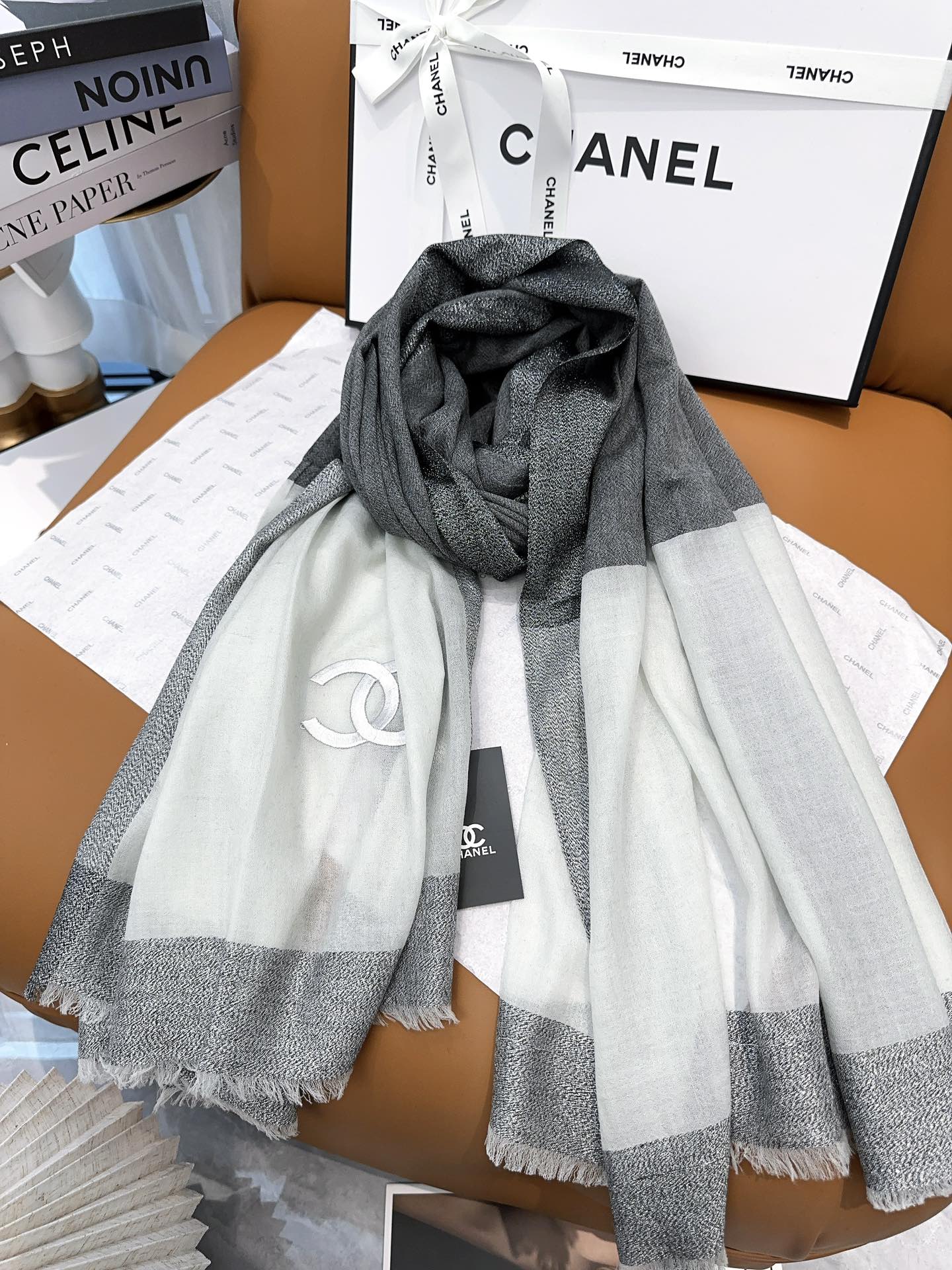 SCARF 200 CM IN MOUSE GRAY MIX WHITE CASHMERE 402261 mysite