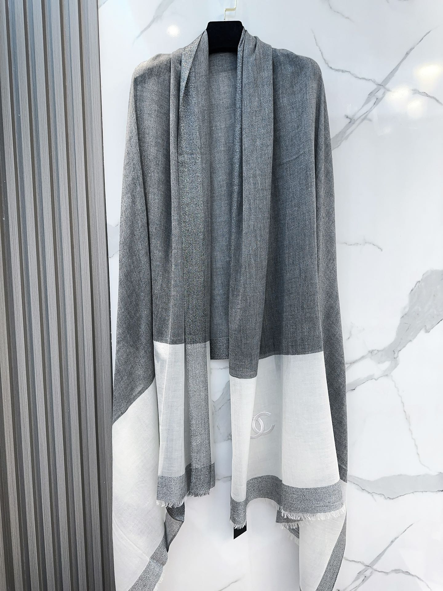 SCARF 200 CM IN SHADOW GRAY MIX WHITE CASHMERE 402262 mysite