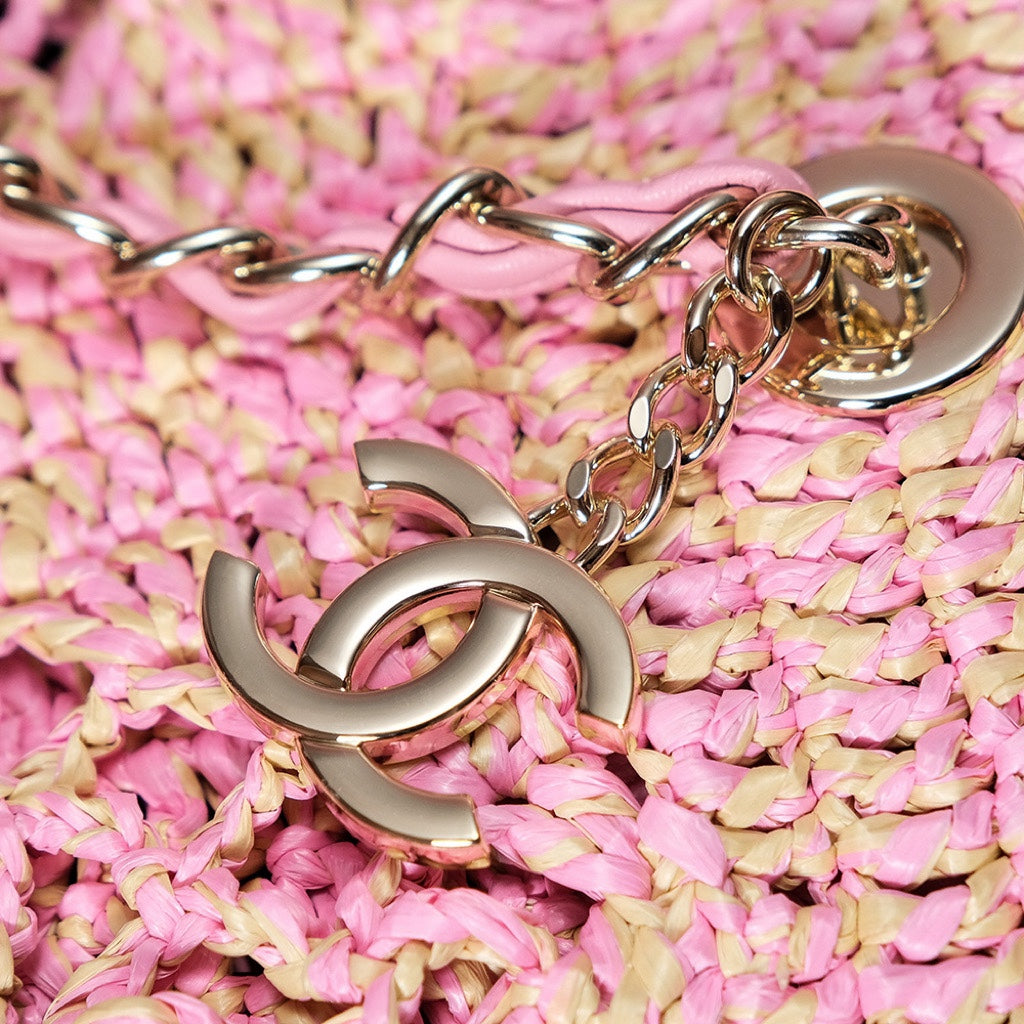 cc coco beach bag 51cm pink raffia