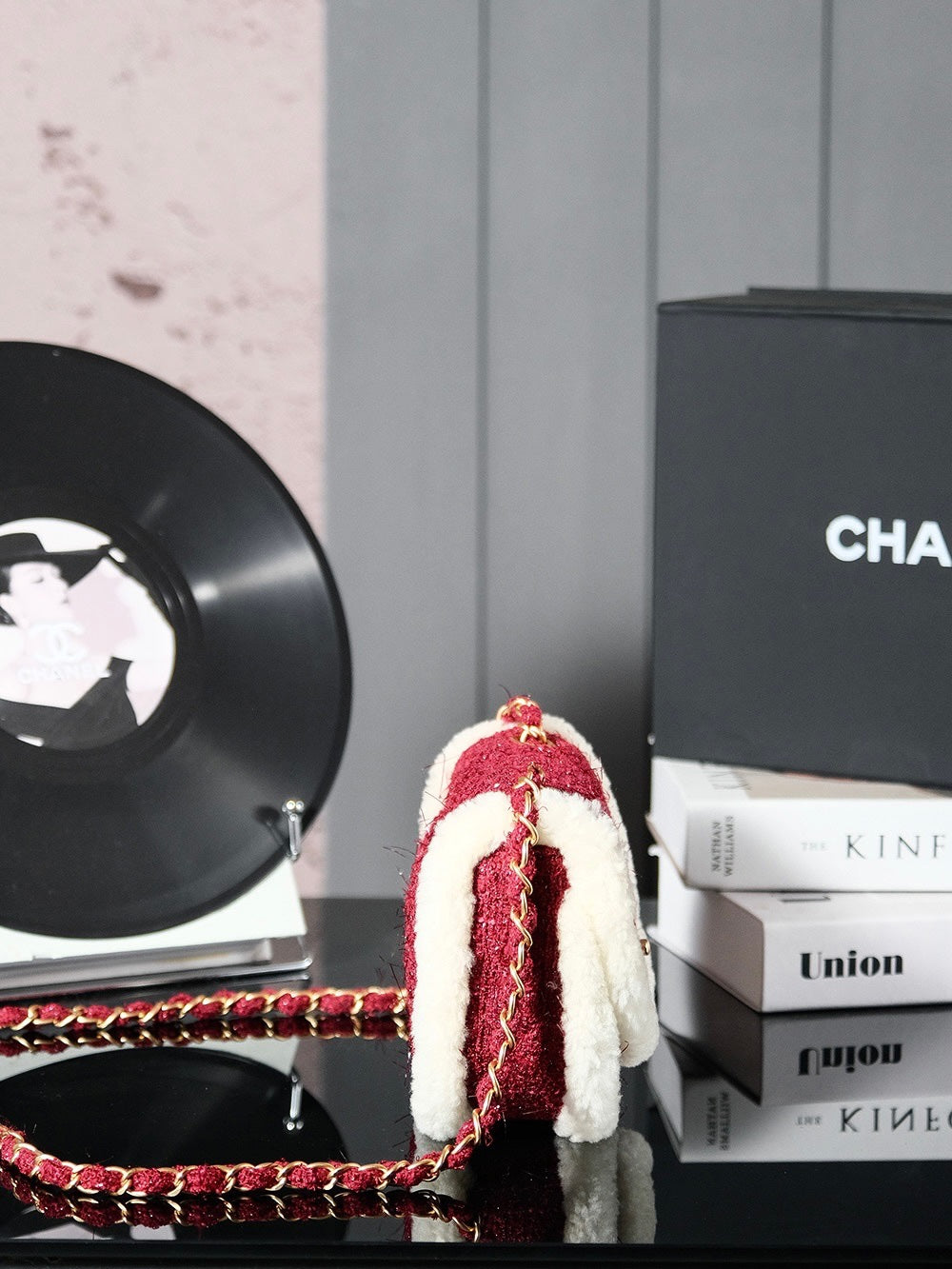 CC 24N Flap Bag 20cm Red Beige Tweed Sherling mysite